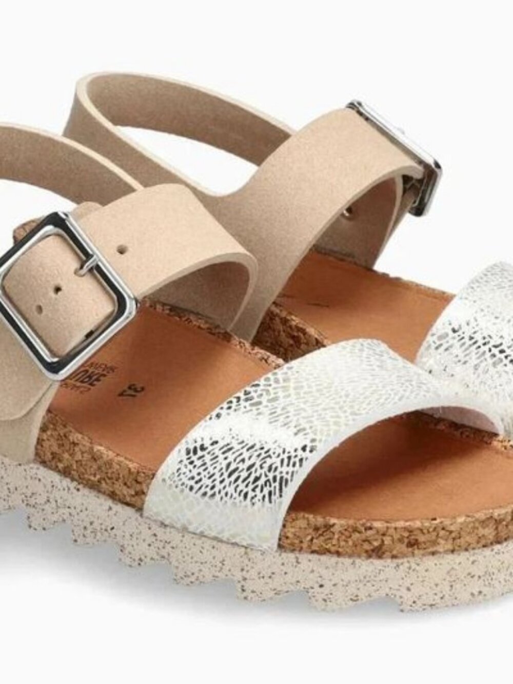 Mephisto Nature is Future  Maggy Cork Wedge Sling back Sandal Platinum/Sand. 10